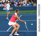 Small photo of NEW YORK - SEPTEMBER 10, 2017: Grand Slam champions Martina Navratilova and Kim Clijsters during Women's Champions Doubles match at US Open 2017 at National Tennis Center in New York