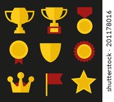 trophy and awards icons set in... | Shutterstock .eps vector #201178016