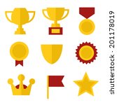 trophy and awards icons set in... | Shutterstock .eps vector #201178019