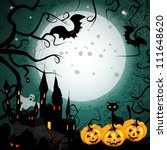 halloween card with pumpkin and ... | Shutterstock . vector #111648620