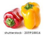 Red and Yellow Bell pepper on white background