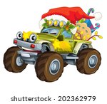 Cartoon Christmas Car  ...