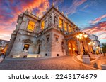 The Hungarian Royal State Opera House in Budapest, Hungary at sunset, considered one of the architect