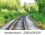 Railway in the Green Summer Forest