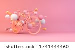 rose gold bike surrounded by... | Shutterstock . vector #1741444460