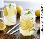 Lemonade In Jar With Ice And...