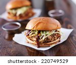 two pulled pork barbecue sandwiches