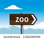 zoo road sign  brown | Shutterstock .eps vector #1266340456