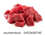 Pile of beef cubes isolated on...