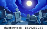 cemetery at night with full... | Shutterstock .eps vector #1814281286