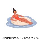 Woman Relaxing On Float Swim...
