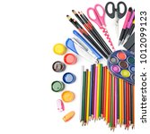 collection of school supplies ... | Shutterstock . vector #1012099123