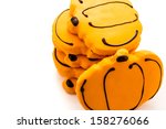 sugar cookies with orange icing ... | Shutterstock . vector #158276066
