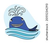 cute cartoon whale. vector... | Shutterstock .eps vector #2055234293