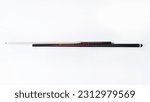 Small photo of Billiard cues on a white background. Parts of a billiard cue close-up. Live photos of a billiard cue. The Art of Billiards in Motion.