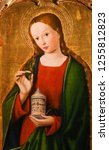 Small photo of Monaco - November 13, 2018: Painting of Mary Magdalene on the Altarpiece of St Nicolas (1500) in the Cathedral of Monaco