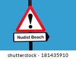 Warning sign for nudist beach