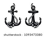 nautical anchor with rope.... | Shutterstock .eps vector #1093473380