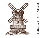 Windmill  Wooden Old Mill...