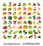 set of fruits and vegetables.... | Shutterstock .eps vector #1299836290