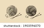 skein of wool yarn with needles.... | Shutterstock .eps vector #1903596070