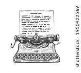 sketch retro typewriter. hand... | Shutterstock .eps vector #1950422569