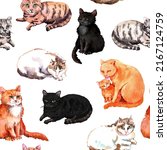 Cat Seamless Pattern. Many Cats ...