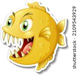 Angry Piranha Fish Cartoon...
