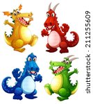 Illustration Of A Set Of Dragons
