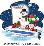empty banner with santa claus... | Shutterstock .eps vector #2113506830