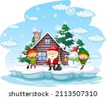 snowy day with santa claus and... | Shutterstock .eps vector #2113507310