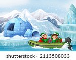 snowy day with cute elves... | Shutterstock .eps vector #2113508033