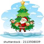 snowy day with santa claus with ... | Shutterstock .eps vector #2113508039