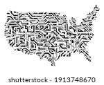 creative usa map as circuit... | Shutterstock . vector #1913748670