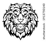 lion head tattoo and roaring | Shutterstock . vector #1913750140