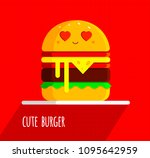 cute burger with feeling in... | Shutterstock .eps vector #1095642959
