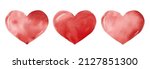 Red Hearts Watercolor Clipart....