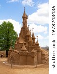 Small photo of Saint-Petersburg, Russia - 22.05.2021: Festival of sand figures on the beach of the Peter and Paul Fortress in St. Petersburg is traditional and invariably attracts crowds of citizens and tourists
