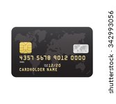 Black Credit card template isolated on white background. Vector illustration.