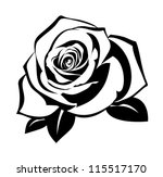 black silhouette of rose with... | Shutterstock .eps vector #115517170