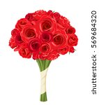vector bouquet of red roses... | Shutterstock .eps vector #569684320