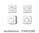 A selection of Light and thermostat switches isolated on a white background.