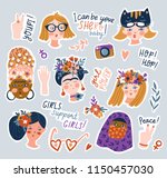 sticker set of women of... | Shutterstock .eps vector #1150457030
