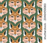 vector mystical fox seamless... | Shutterstock .eps vector #2040450083