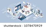 isometric virtual office with... | Shutterstock .eps vector #1078470929