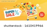 grocery shopping promotional... | Shutterstock .eps vector #1610419966