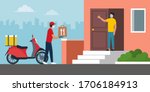 safe fast food delivery at home ... | Shutterstock .eps vector #1706184913