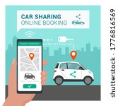 car sharing app  man booking... | Shutterstock .eps vector #1776816569