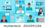 online doctors giving... | Shutterstock .eps vector #2010391106