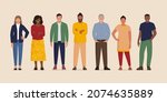 happy diverse people standing... | Shutterstock .eps vector #2074635889